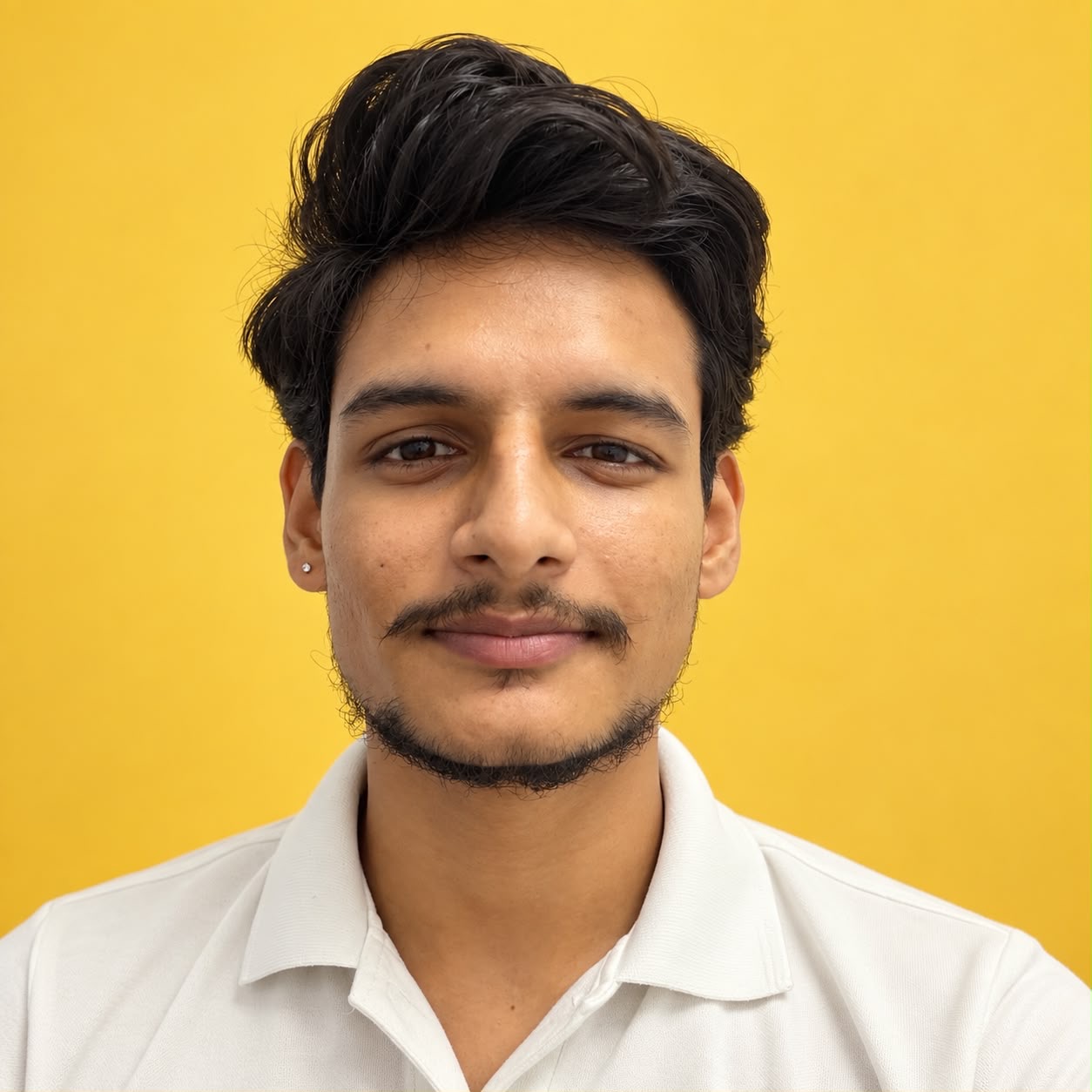 Aman Sharma against a yellow background