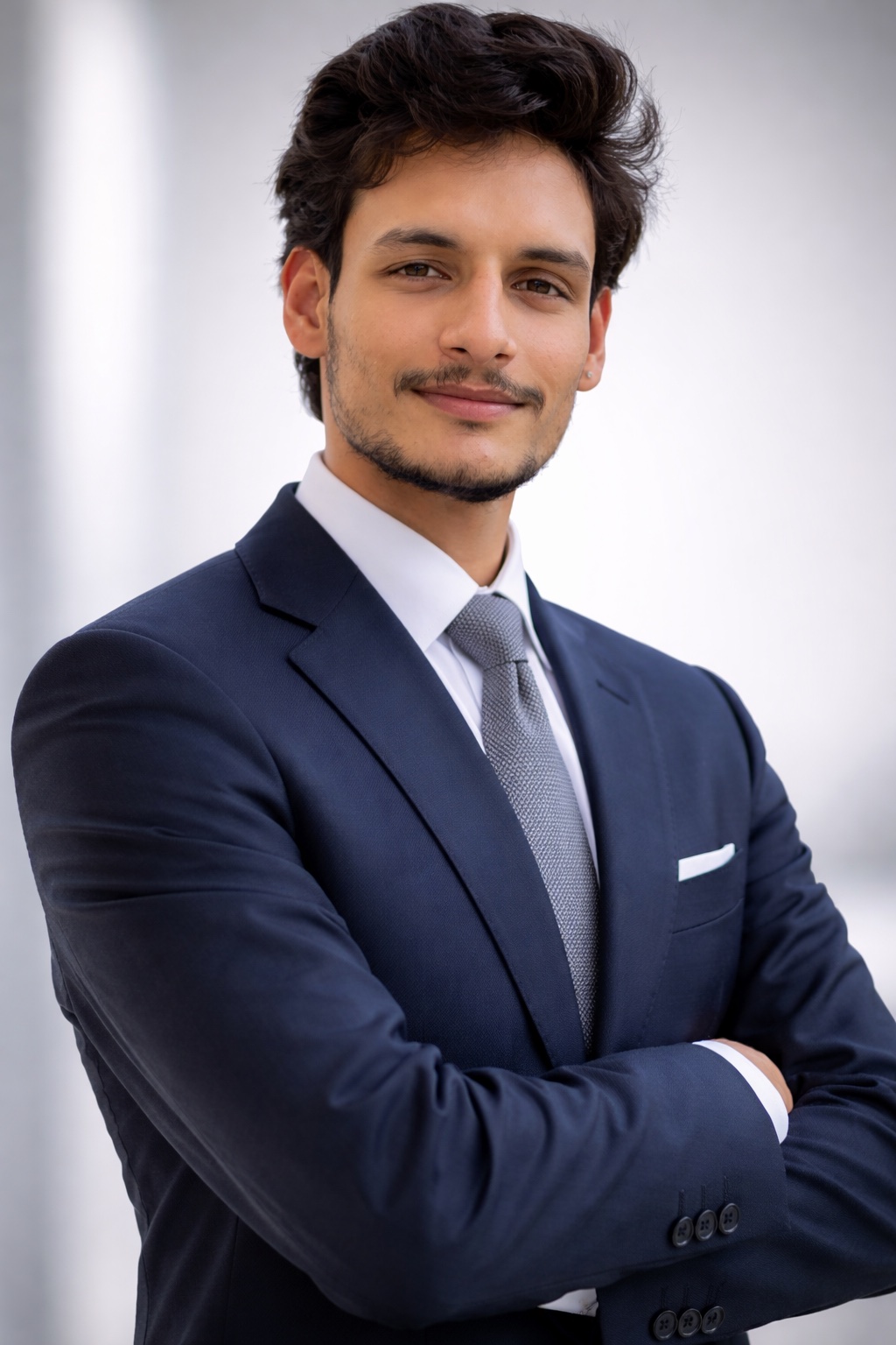 Aman Sharma wearing a navy suit